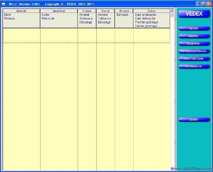 Wcr2 écran liste du personnel vide